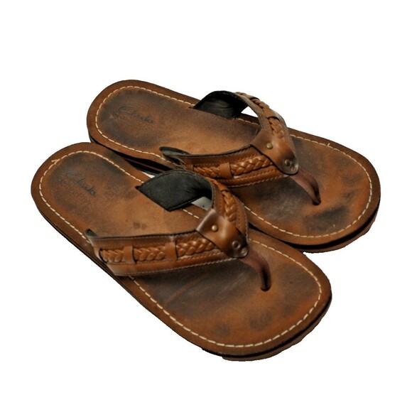 Clarks Shoes - Clarks Collection Sandals Womens Sz 9 Braided Strap Flip Flops Brown